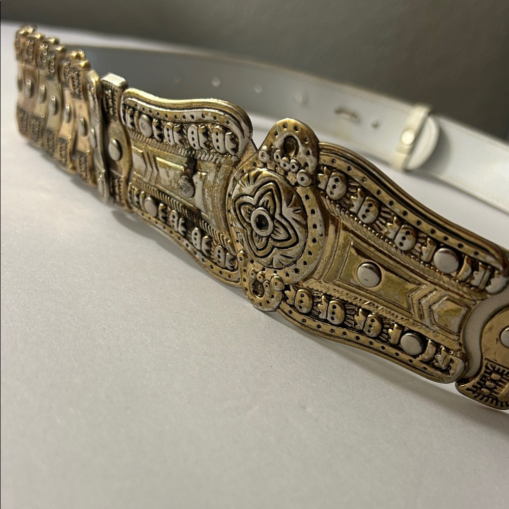 Unbranded Western Gold and White Ornate Women's Belt